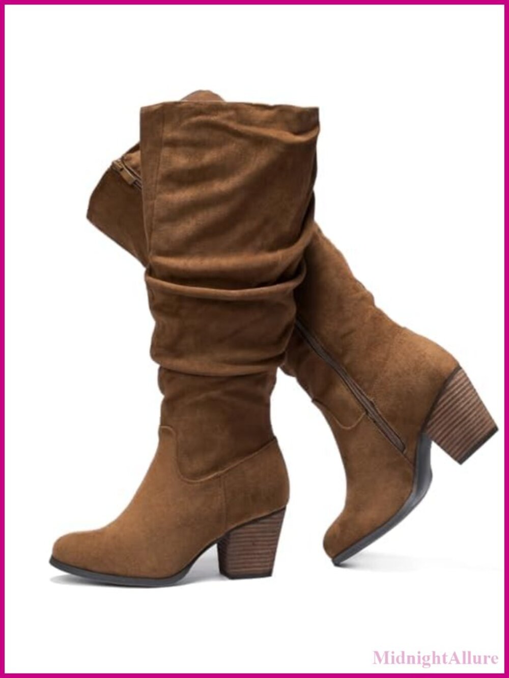 Luoika Women's Extra Wide Calf Knee High Boots Memory Foam Side Zip